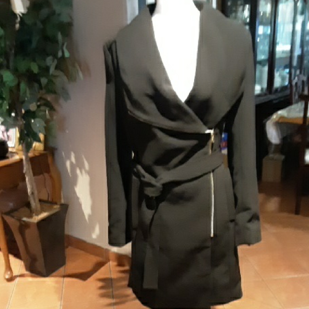 Black Wrap Coat with Belt